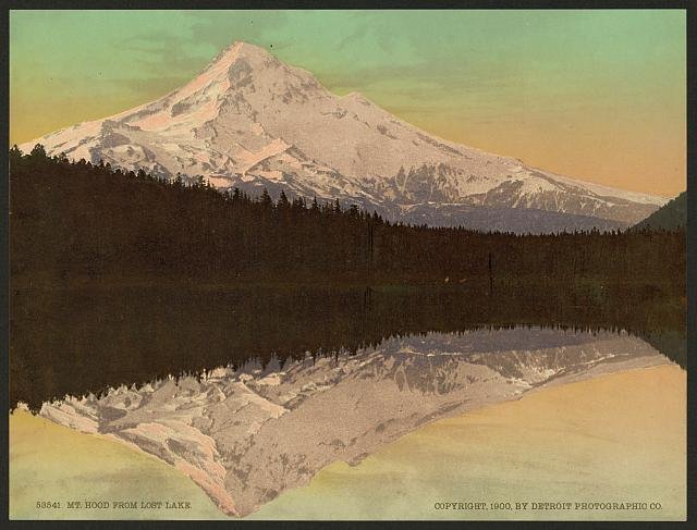 Mt Hood from Lost Lake Vintage A4 Photo Print