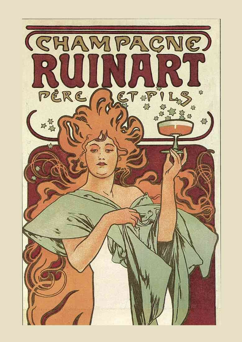 Mucha Alphons 1860 1939 Champagne Ruinart 1896 crop A4 Photo Print