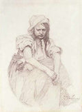 Mucha Alphonse Contemplation A4 Photo Print
