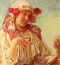 Mucha Alphonse Maria Young Girl In A Moravian Costume A4 Photo Print