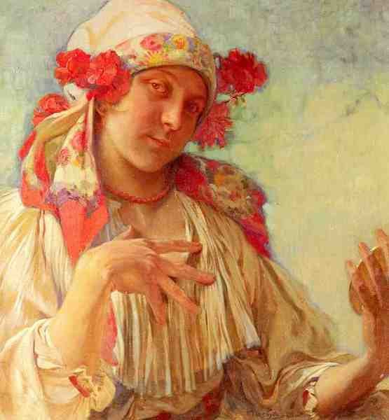 Mucha Alphonse Maria Young Girl In A Moravian Costume A4 Photo Print
