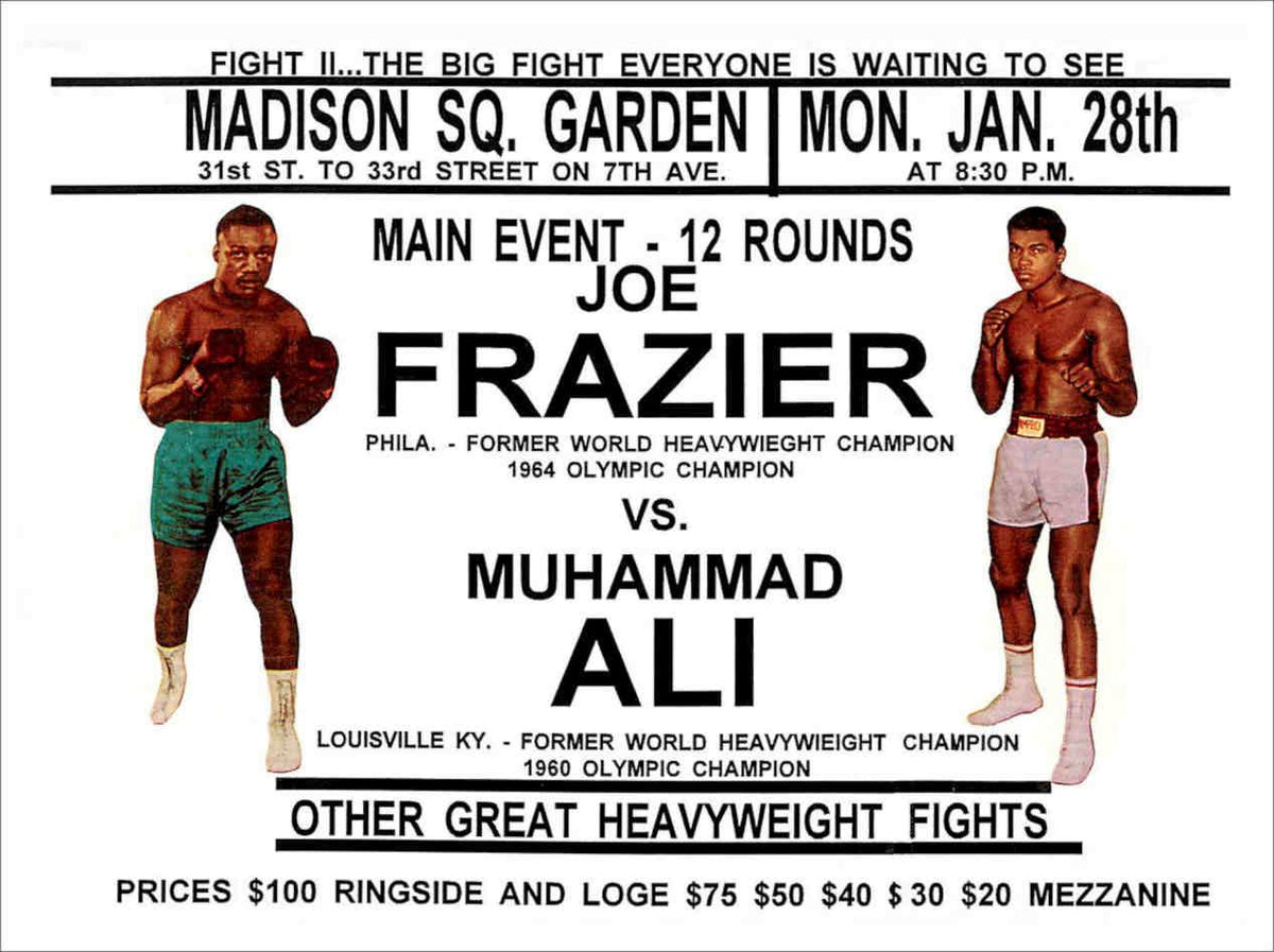 Muhammad Ali Vs Joe Frazier Boxing Poster Vintage Retro Advert Poster A4 Photo 