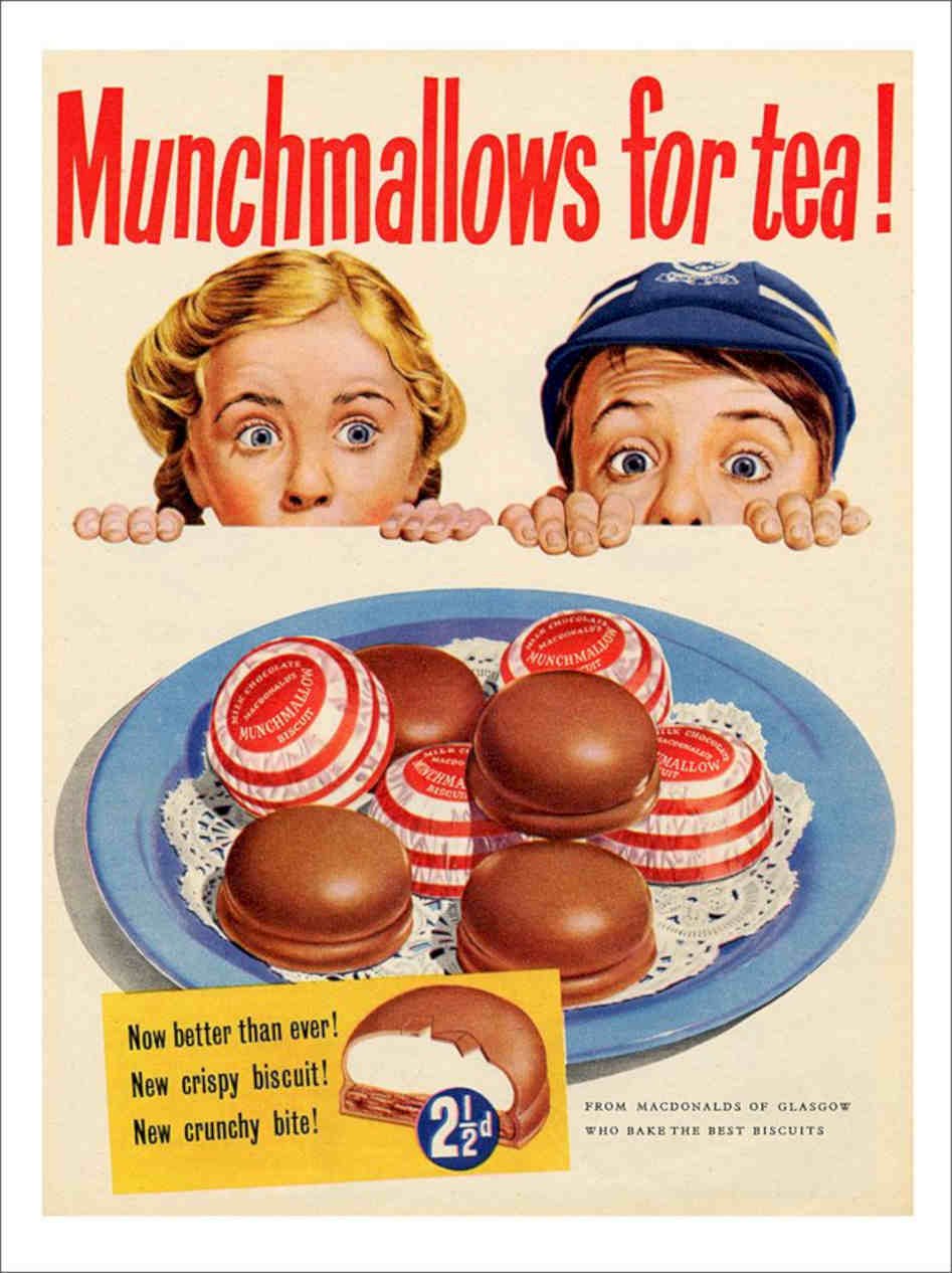 Munchmallows 1950s Vintage Retro Advert Poster A4 Photo Print