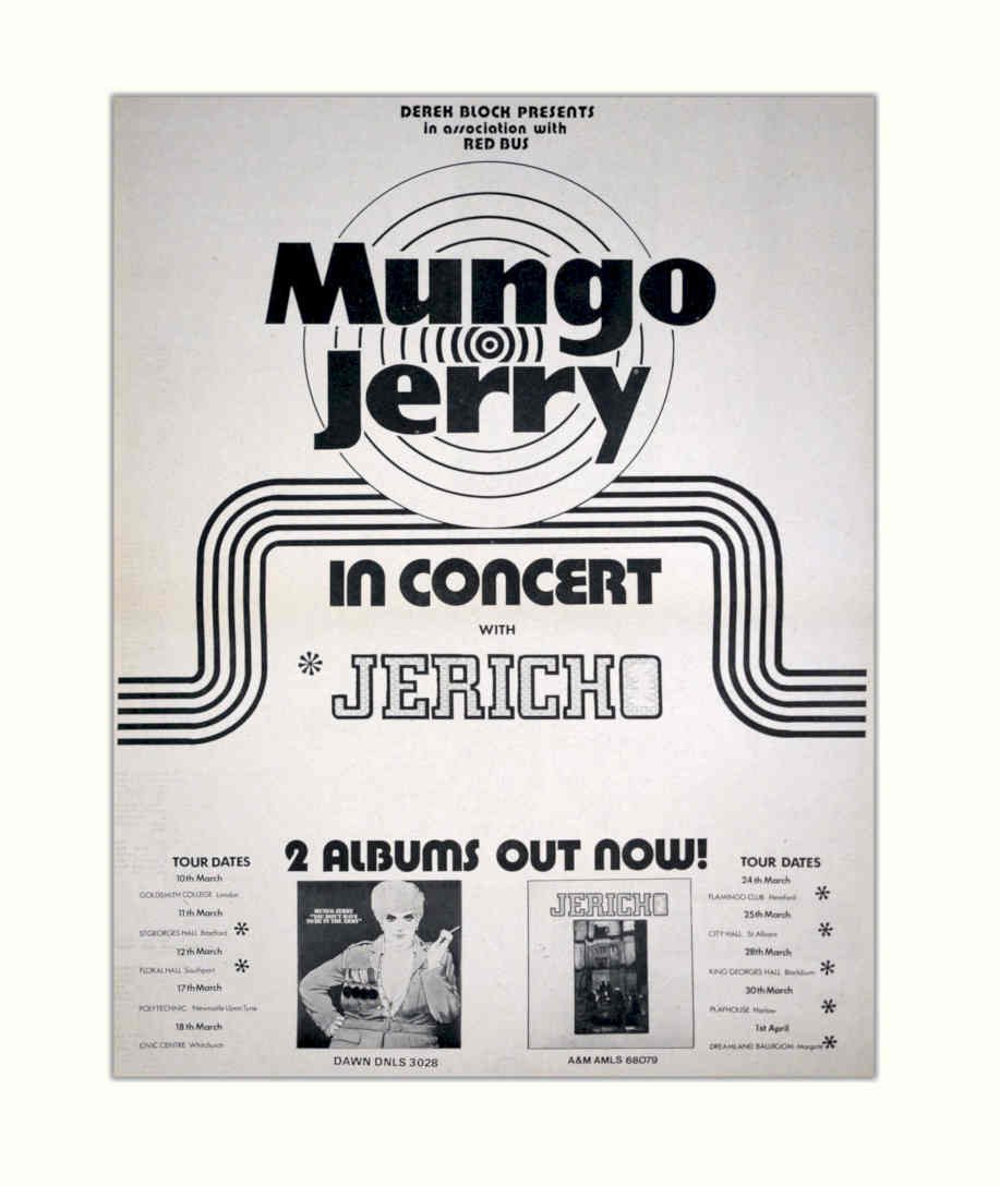Mungo Jerry Jericho Vintage Retro Advert Poster A4 Photo Print