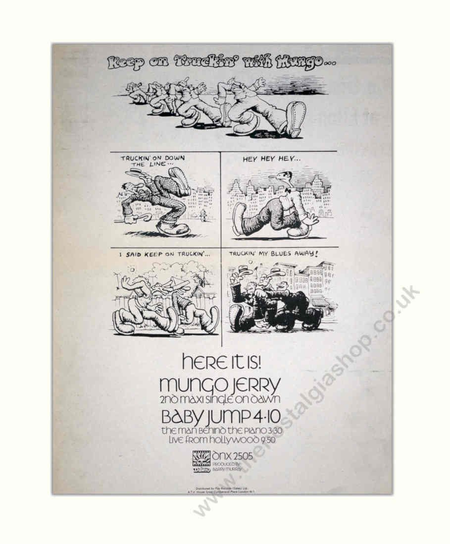 Mungo Jerry Truckin Vintage Retro Advert Poster A4 Photo Print
