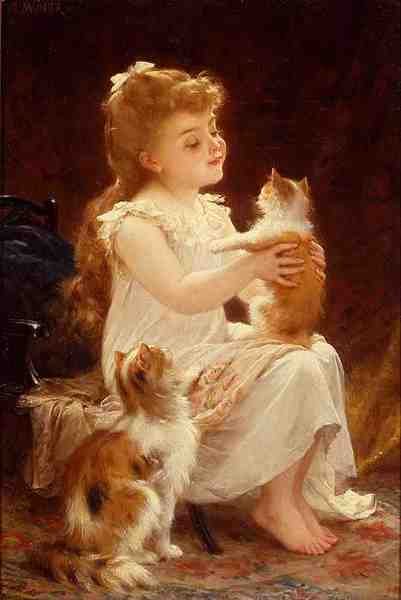 Munier Emile 1893 01 Playing With The Kitten A4 Photo Print