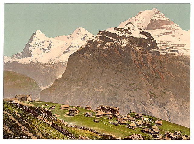 Murren general view I Bernese Oberland Vintage A4 Photo Print