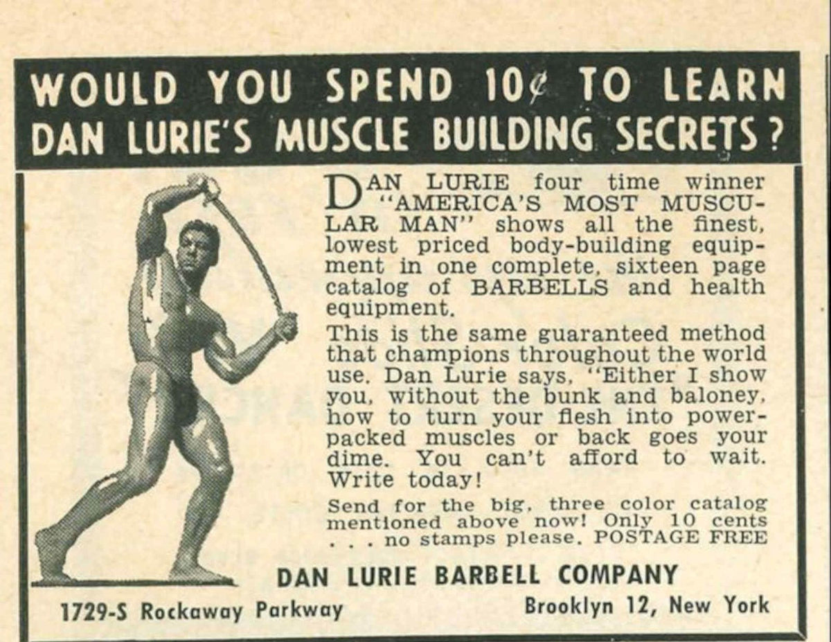 Muscle Barbell Lurie Vintage Retro Advert Poster A4 Photo Print