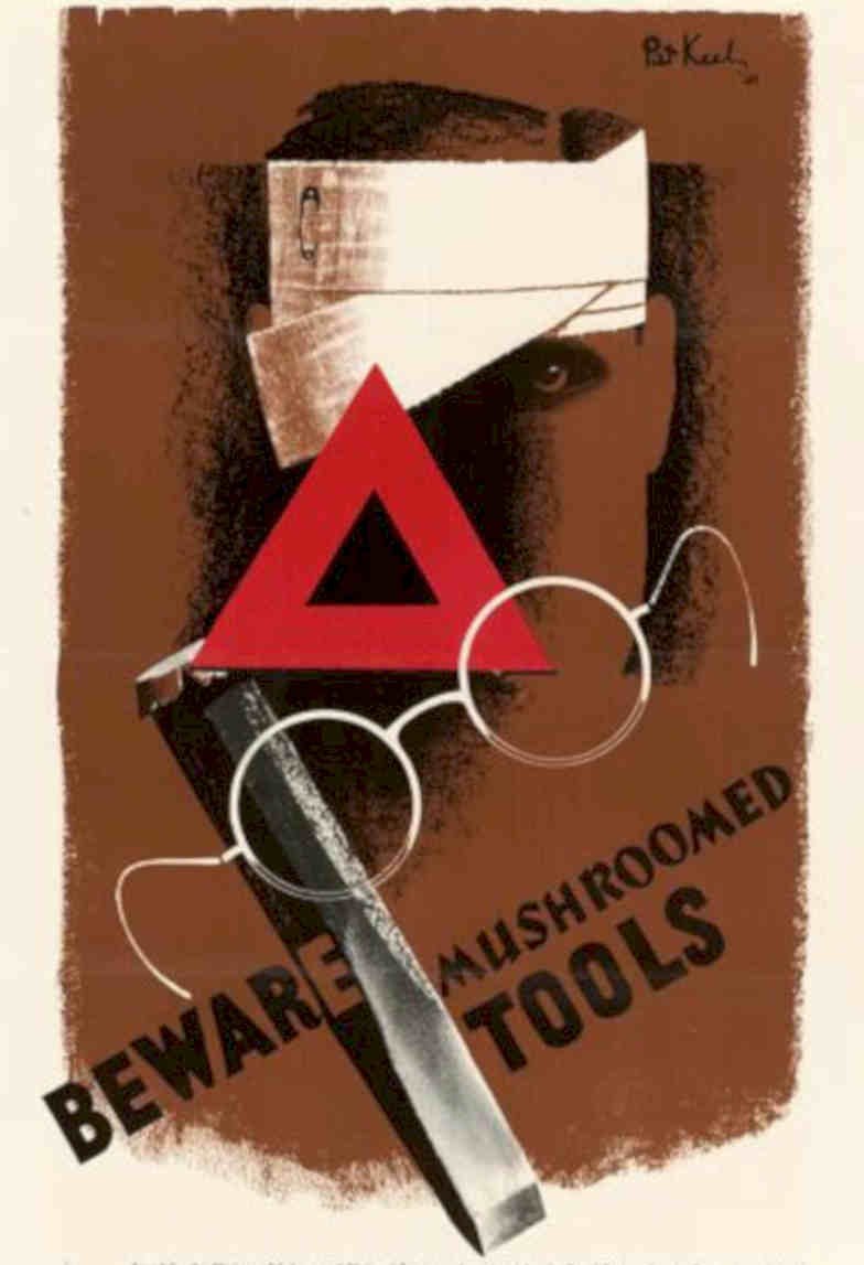 Mushroomed Tools Warning Vintage Retro Advert Poster A4 Photo Print
