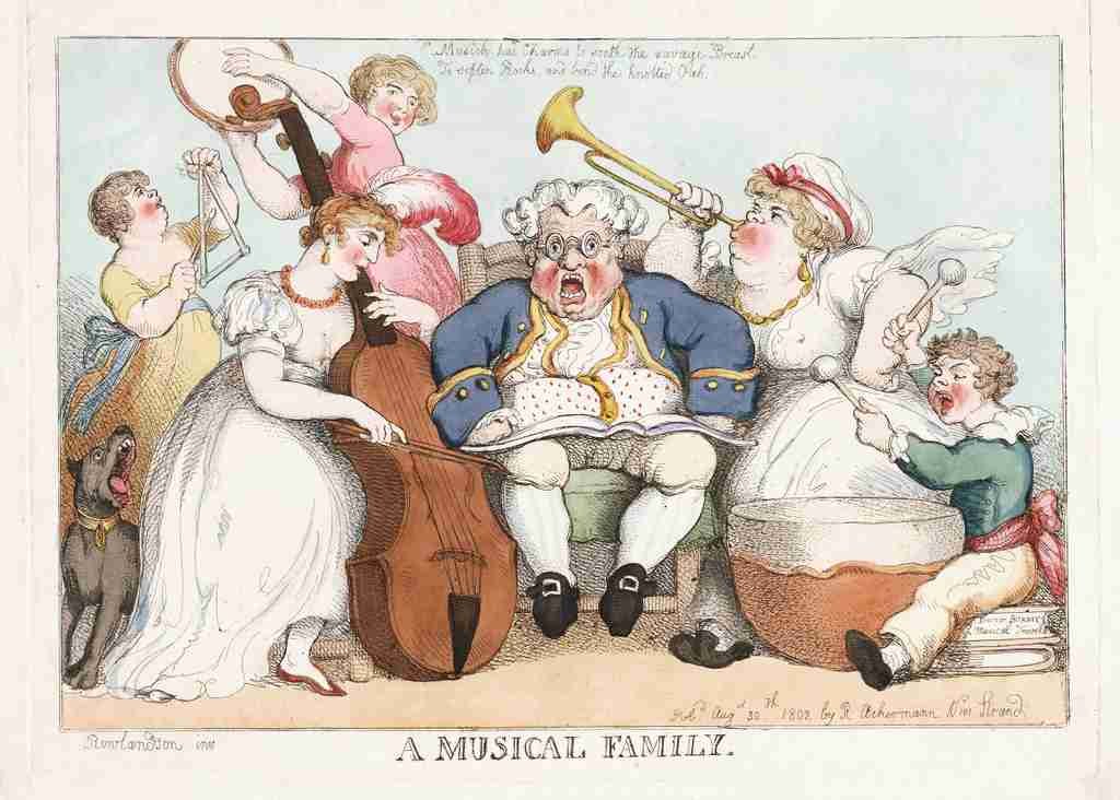 Musical Family 1802 Cartoon Joke 001 Vintage A4 Photo Print