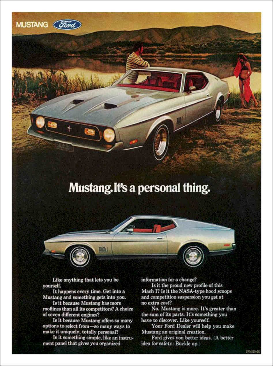 Mustang 1970s Vintage Retro Advert Poster A4 Photo Print
