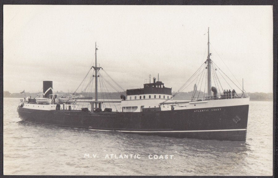 Mv Atlantic Coast 4 Men On Deck At Liverpool Vintage A4 Photo Print