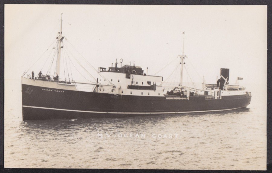 Mv Ocean Coast 3 Men On Deck At Sea Vintage A4 Photo Print