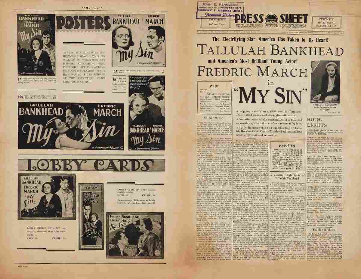 My Sin 1931 02  film star poster A4 Photo Print