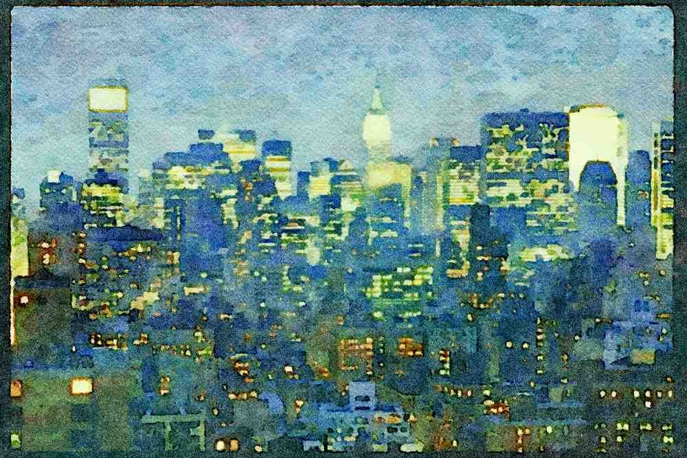 NY New York USA 244018 Manhattan, Midtown A4 Limited Edition Watercolour Print