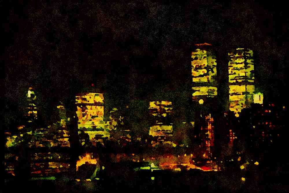 NY New York USA 244024 Downtown And Brooklyn Bridge A4 Limited Edition Watercolour Print