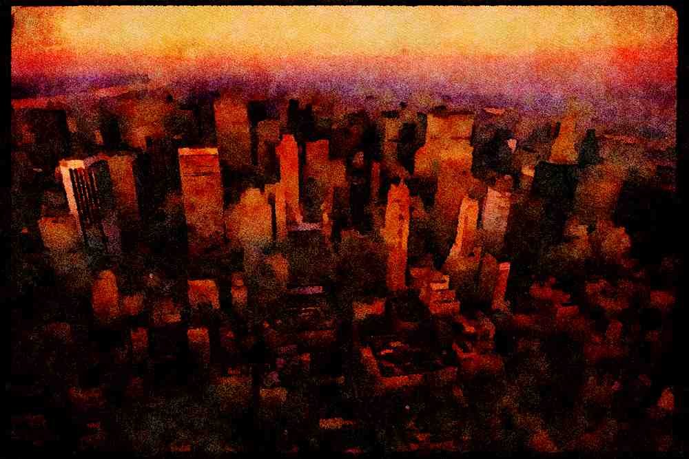 NY New York USA 244034 Midtown, Aerial View A4 Limited Edition Watercolour Print
