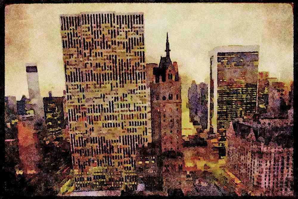 NY New York USA 244043 Manhattan, Midtown A4 Limited Edition Watercolour Print