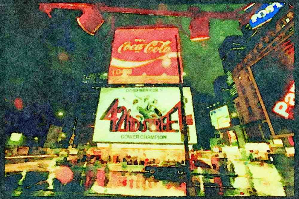 NY New York USA 244051 Times Square, Before Renovations A4 Limited Edition Watercolour Print