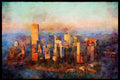 NY New York USA 244058 Downtown Aerial, Sunset A4 Limited Edition Watercolour Print