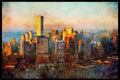 NY New York USA 244059 Manhattan, Downtown Aerial A4 Limited Edition Watercolour Print
