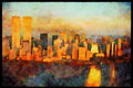 NY New York USA 244060 Manhattan, Downtown Aerial A4 Limited Edition Watercolour Print