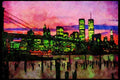 NY New York USA 244085 Downtown, Brooklyn Bridge A4 Limited Edition Watercolour Print