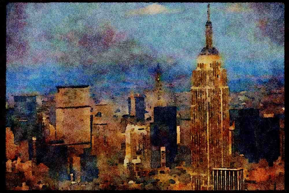 NY New York USA 244087 Midtown Aerial A4 Limited Edition Watercolour Print