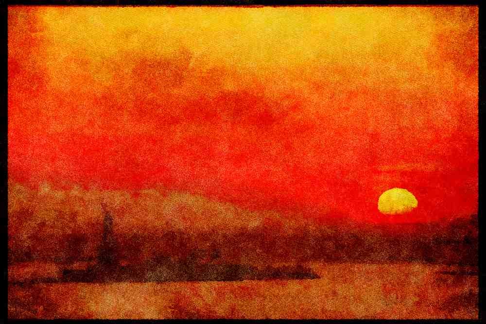 NY New York USA 244093 Liberty Island With Sunset A4 Limited Edition Watercolour Print