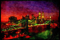 NY New York USA 244097 Downtown Aerial, Sunset A4 Limited Edition Watercolour Print
