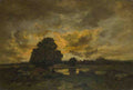 Narcisse Virgilio Diaz de la Pena Common with Stormy Sunset A4 Photo Print