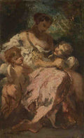 Narcisse Virgilio Diaz de la Pena Venus and Two Cupids A4 Photo Print