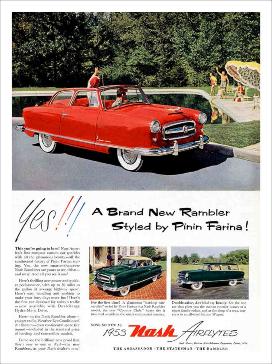 Nash Airflytes Car Advert 1953 Vintage Retro Advert Poster A4 Photo Print