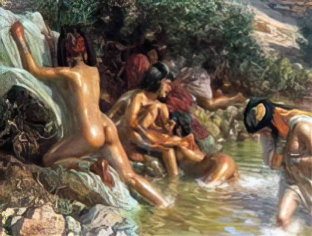 Nasreddine Dinet la fuite des baigneuses Art A4 Photo Print