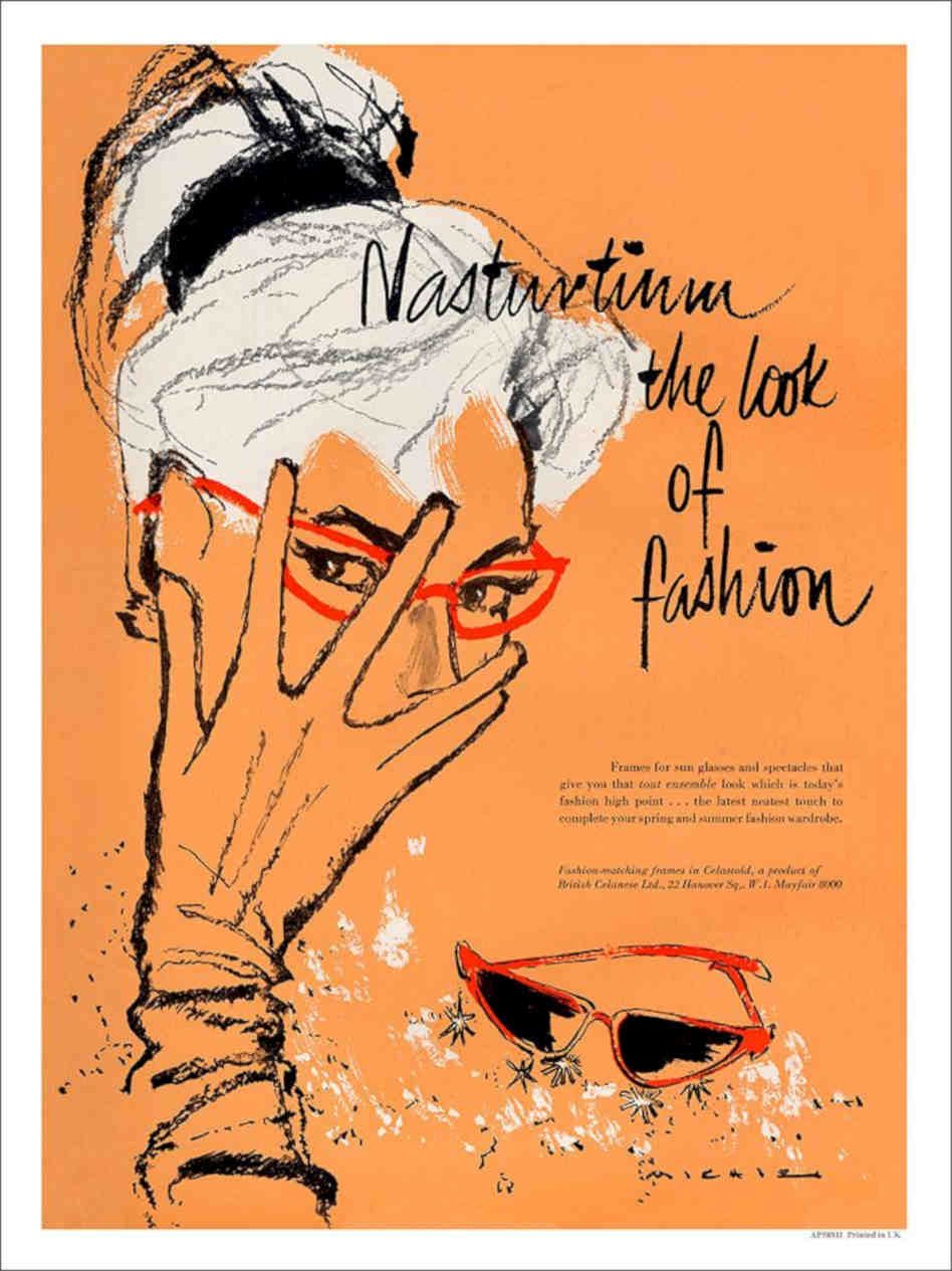 Nasturtium Fashion Glasses 1950s Vintage Retro Advert Poster A4 Photo Print