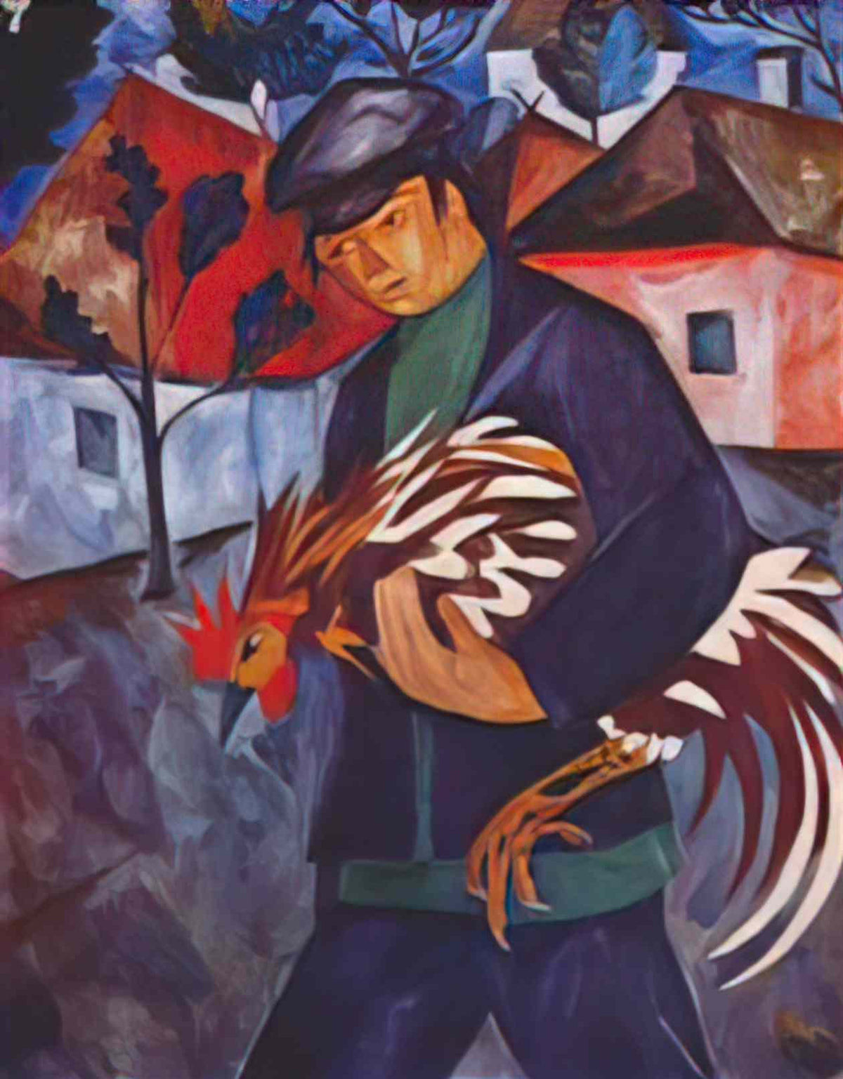 Natalia Goncharova boy with rooster Art A4 Photo Print
