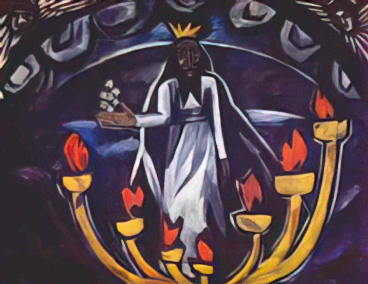 Natalia Goncharova elder with seven stars Art A4 Photo Print