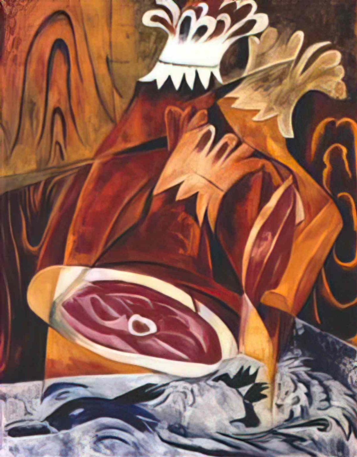 Natalia Goncharova still life with ham Art A4 Photo Print