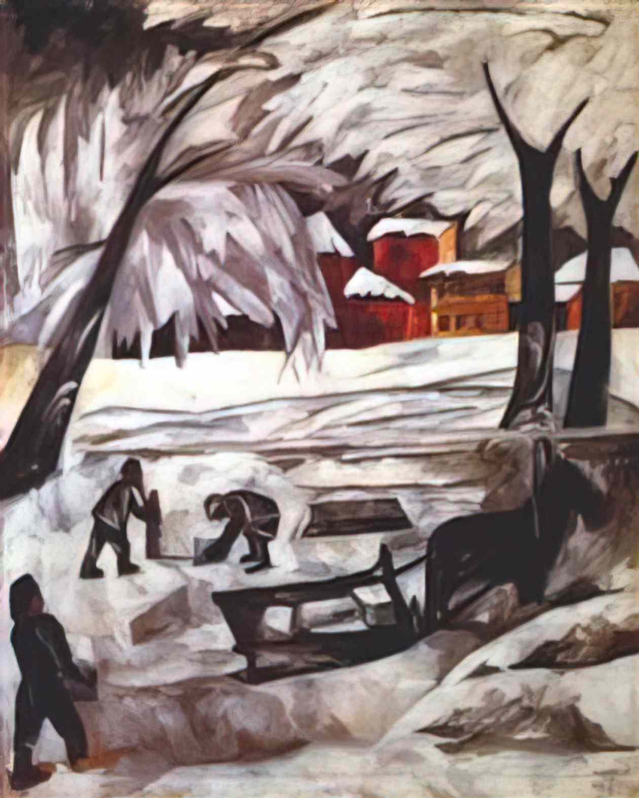 Natalia Goncharova the ice cutters Art A4 Photo Print