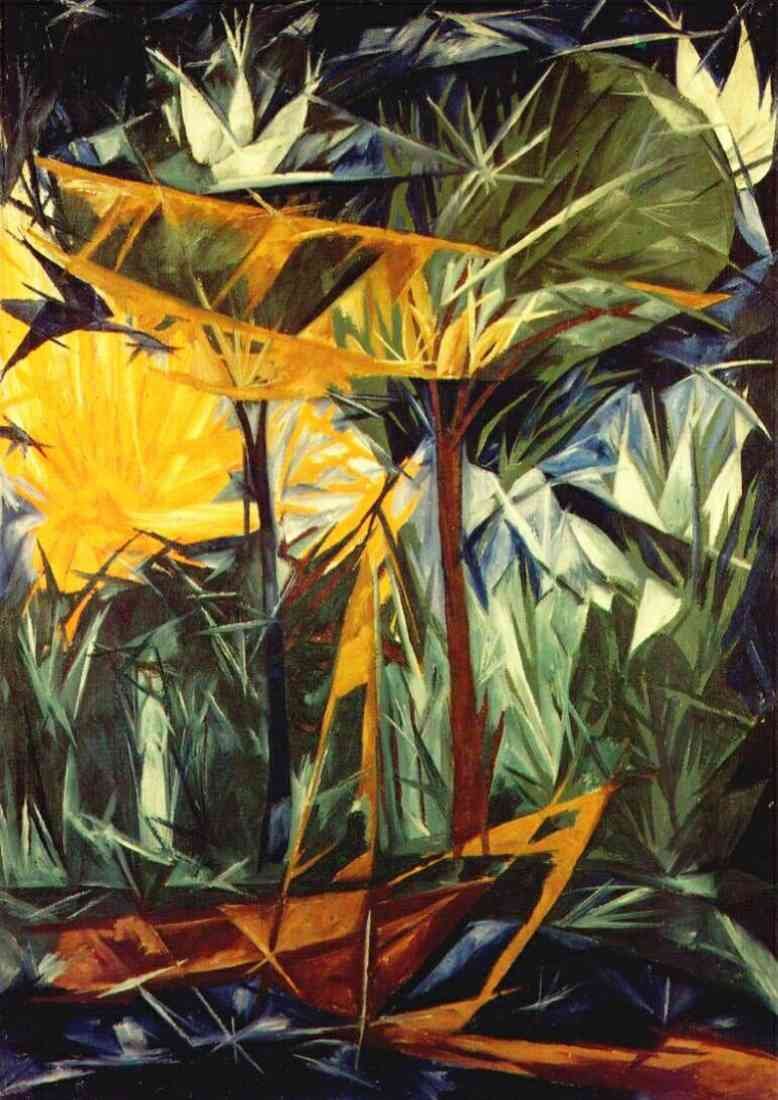 Natalia Goncharova yellow and green forest A4 Photo Print