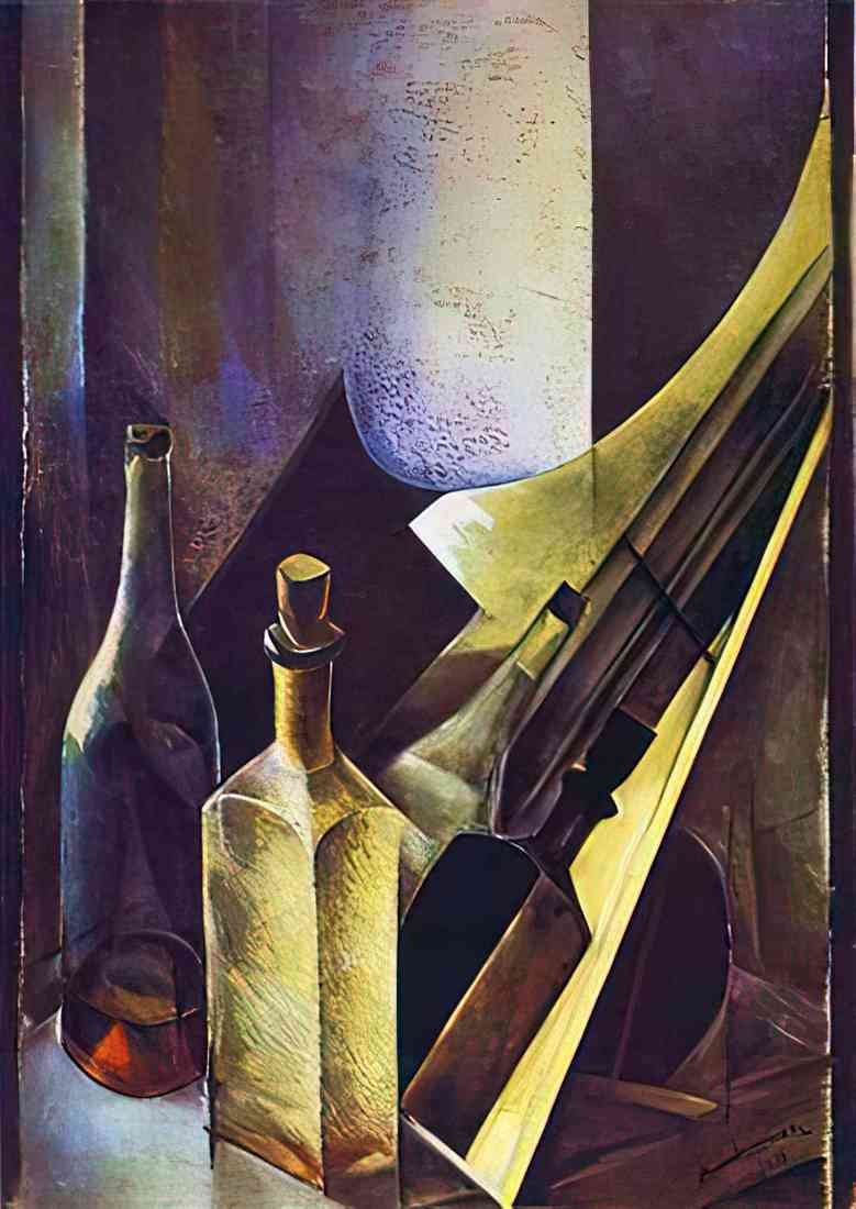 Nathan Altman a still life coloured bottles and planes A4 Photo Print