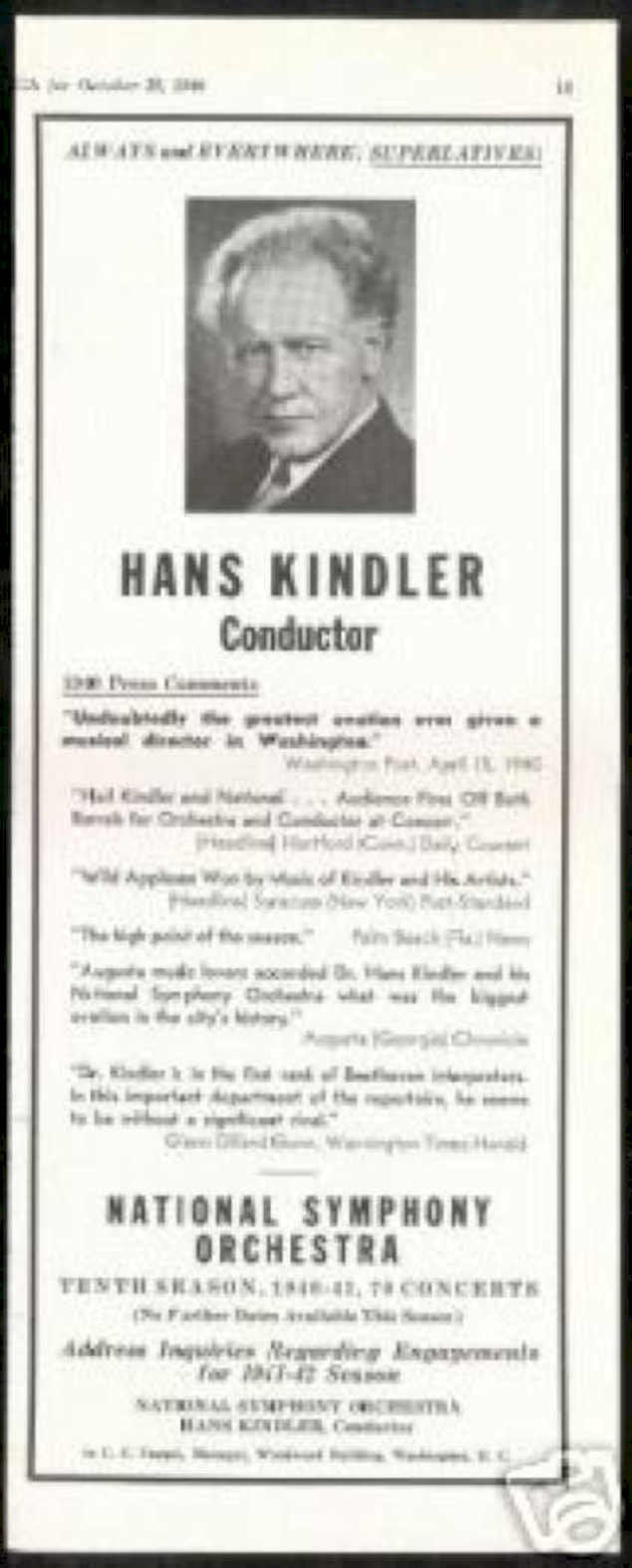 National Symphony Kindler Vintage Retro Advert Ads A4 Photo Print