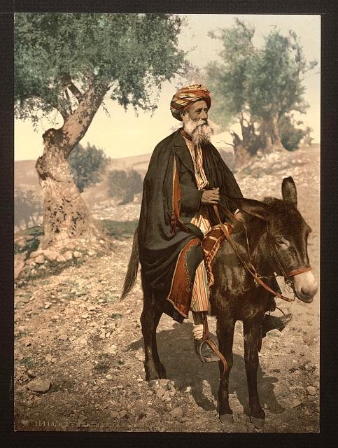Native of Bethlehem on his donkey Vintage A4 Photo Print