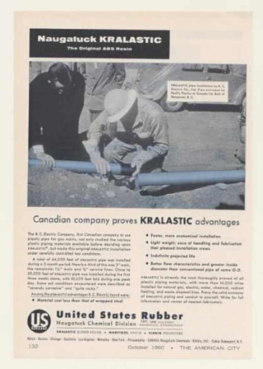 Naugatuck Kralastic Pipe Vintage Retro Advert Ads A4 Photo Print