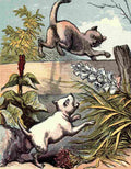 Naughty Puppies 1870 Dog chasing cat A4 Photo Print
