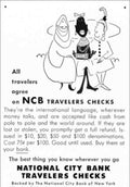 Ncb Travelers Checks Vintage Retro Advert Poster A4 Photo Print