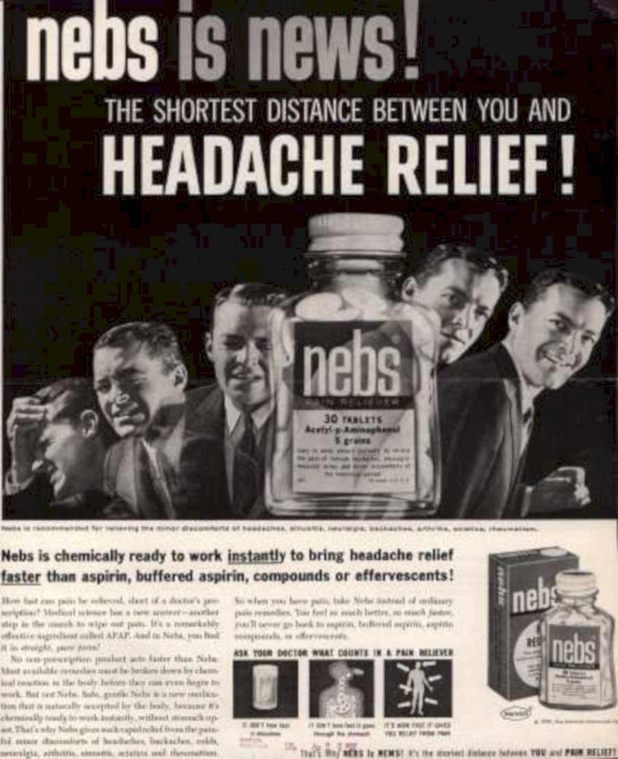 Nebs Headache Relief Vintage Retro Advert Ads A4 Photo Print