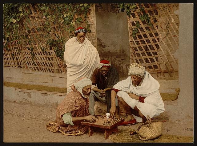 Negroes playing chess Algiers Algeria Vintage A4 Photo Print