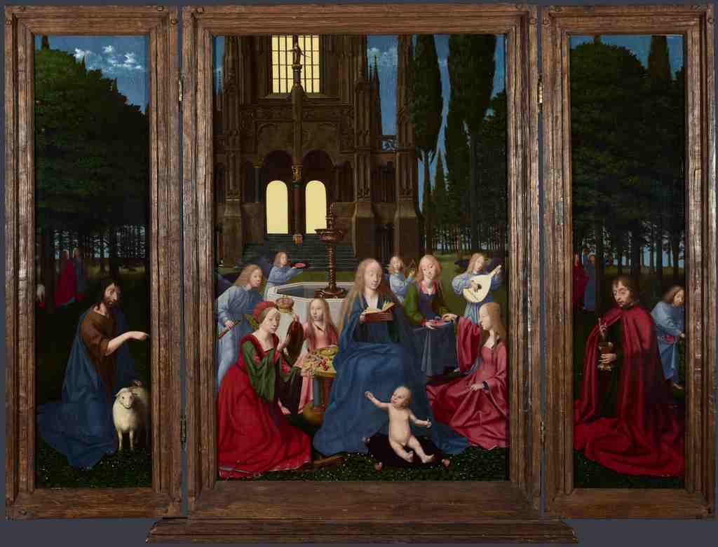 Netherlandish The Virgin and Child with Saints and Angels in a Garden A4 Photo Print