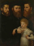 Netherlandish Three Men and a Little Girl A4 Photo Print